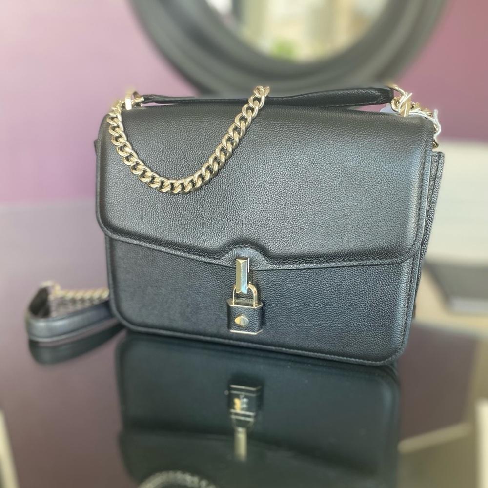 Kate Spade Black Crossbody Bag with Gold Chain